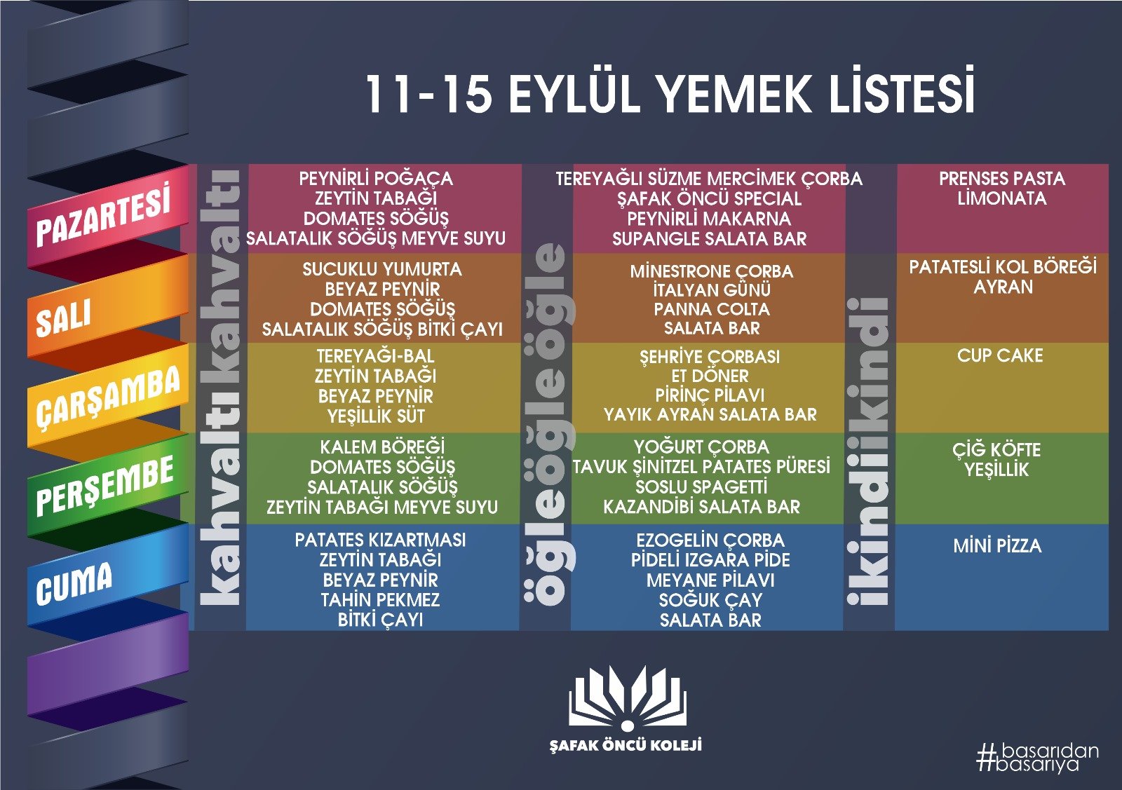 11-15 Eylül Yemek Listesi