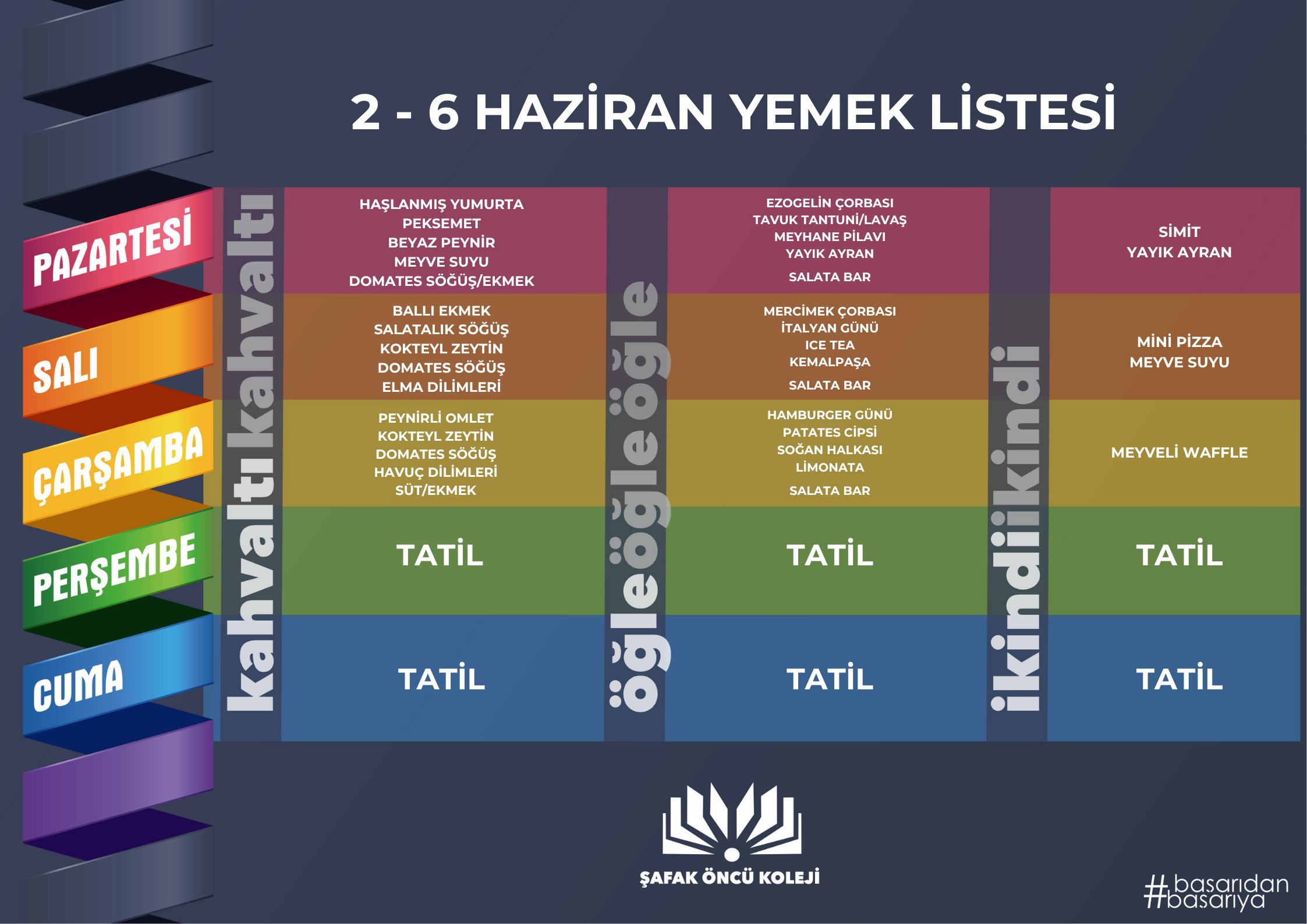 2-6 Haziran Yemek Listesi