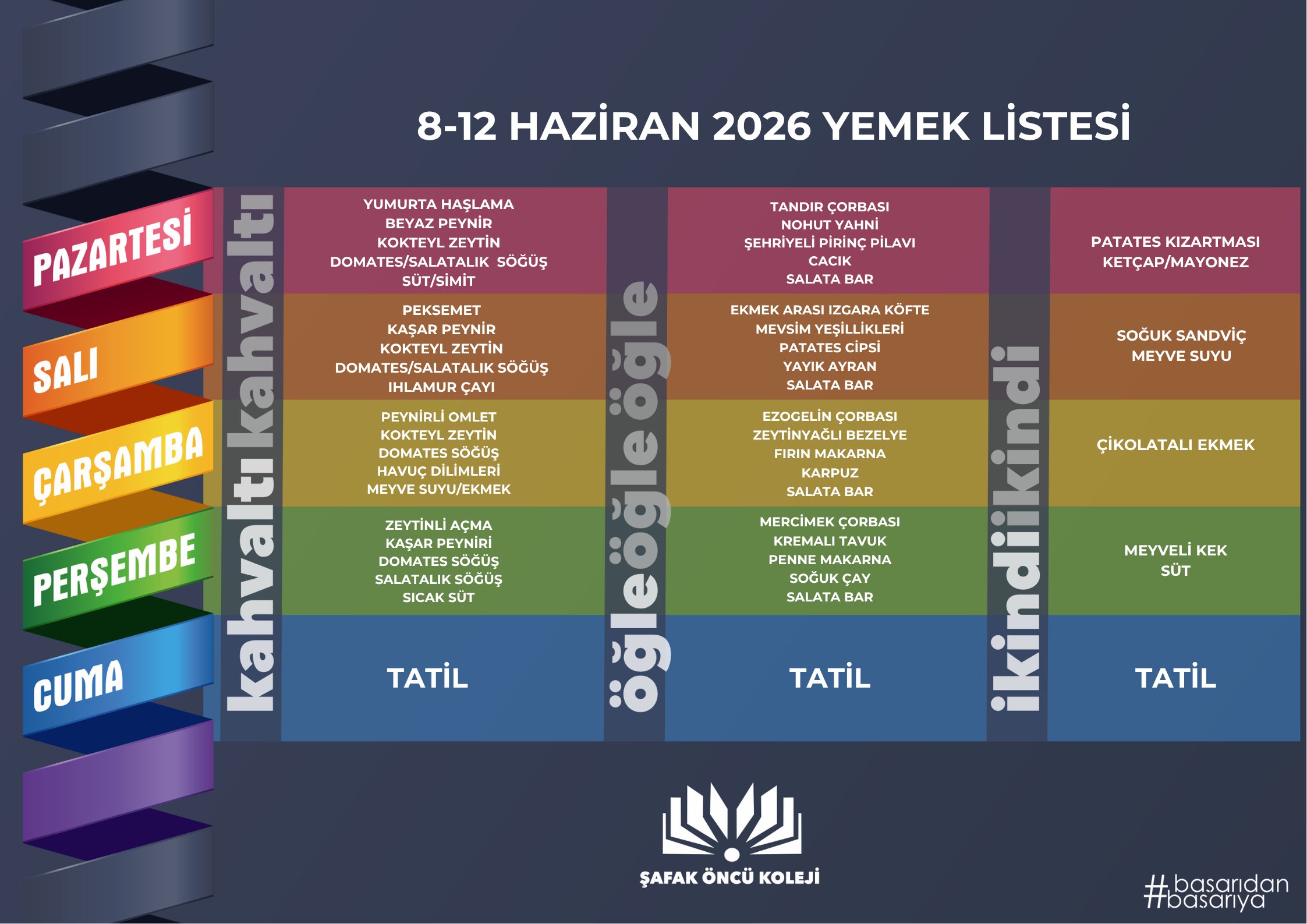 8-12 Haziran Yemek Listesi