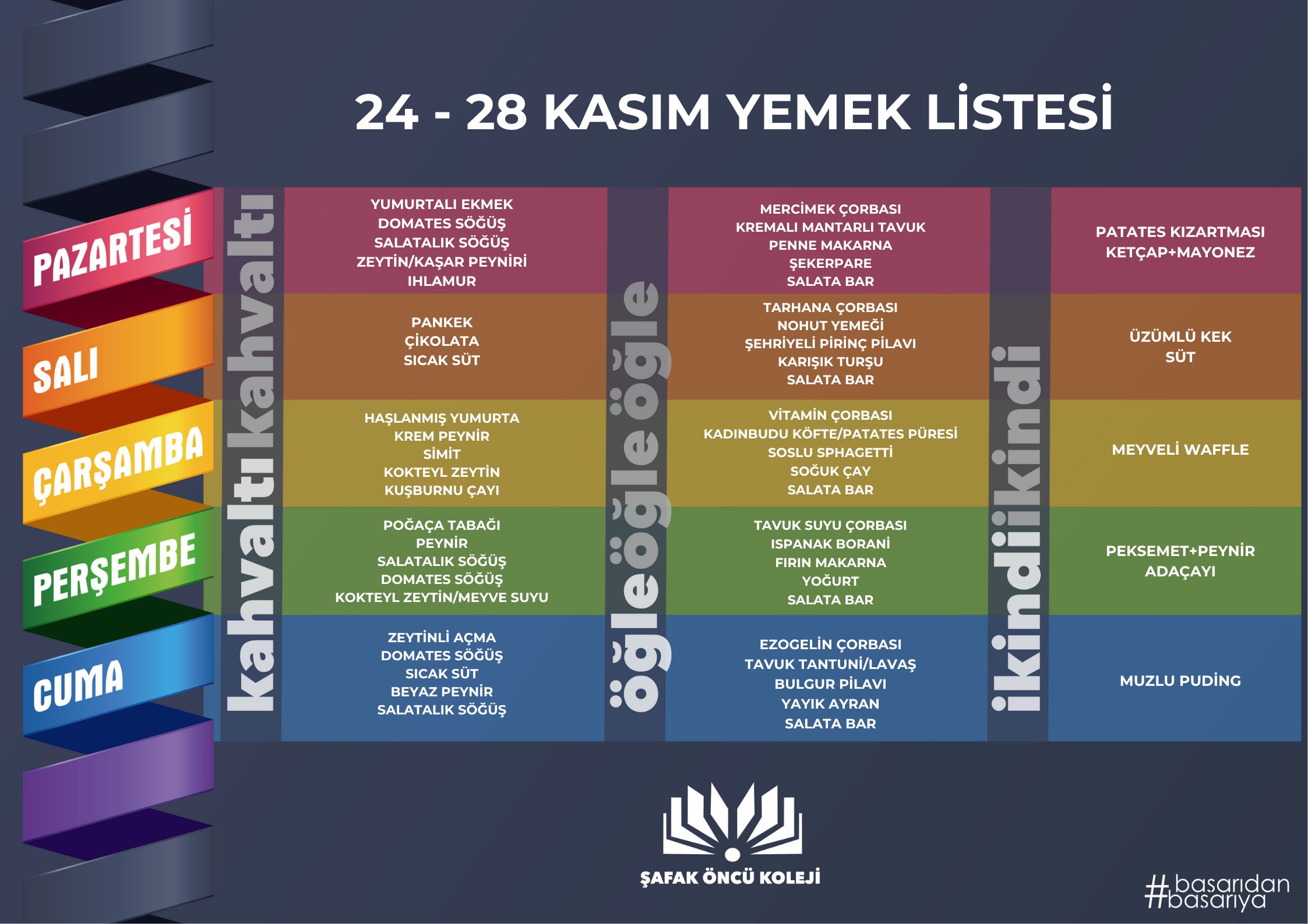 24-28 Kasım Yemek Listesi