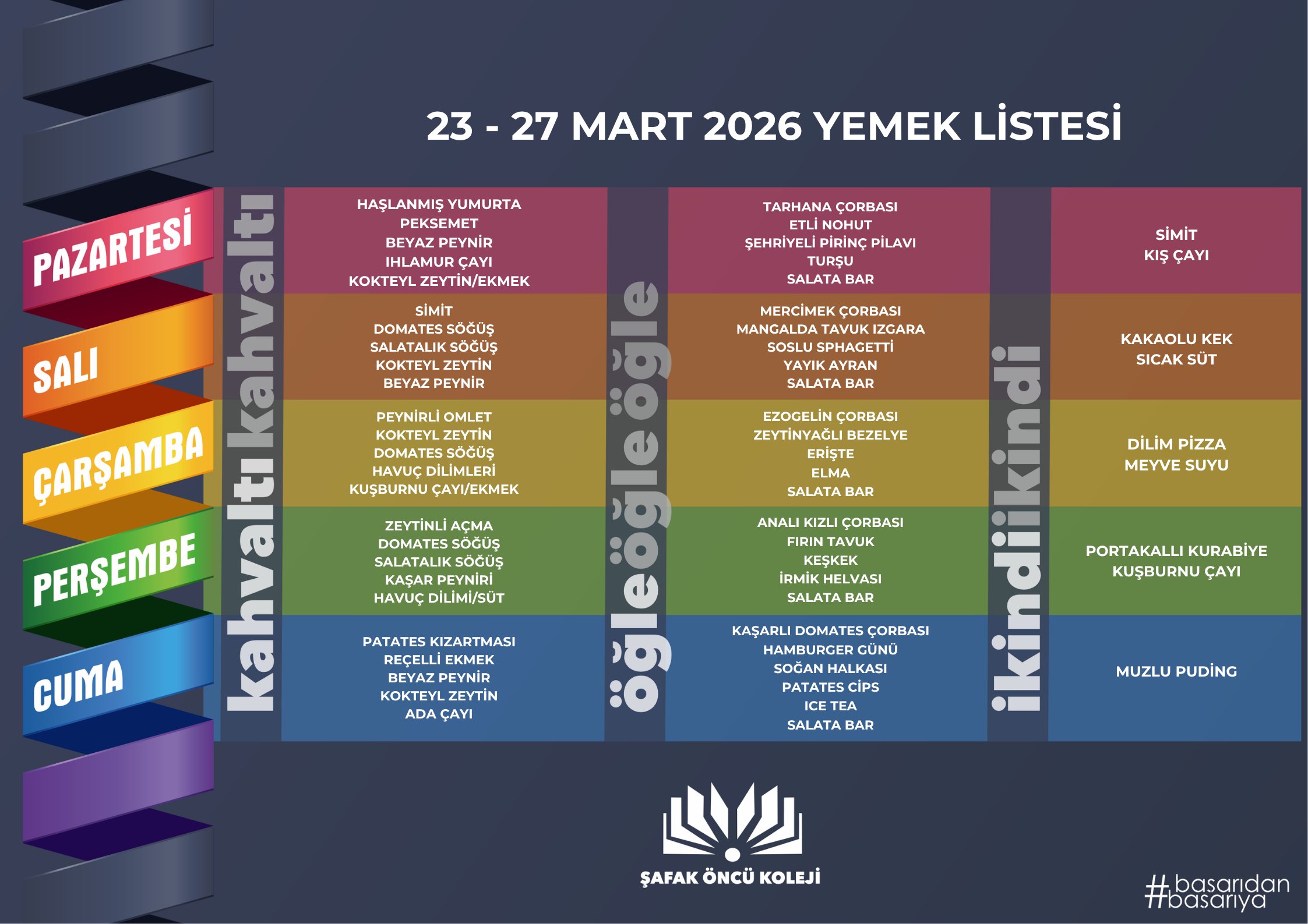 23-27 Mart Yemek Listesi