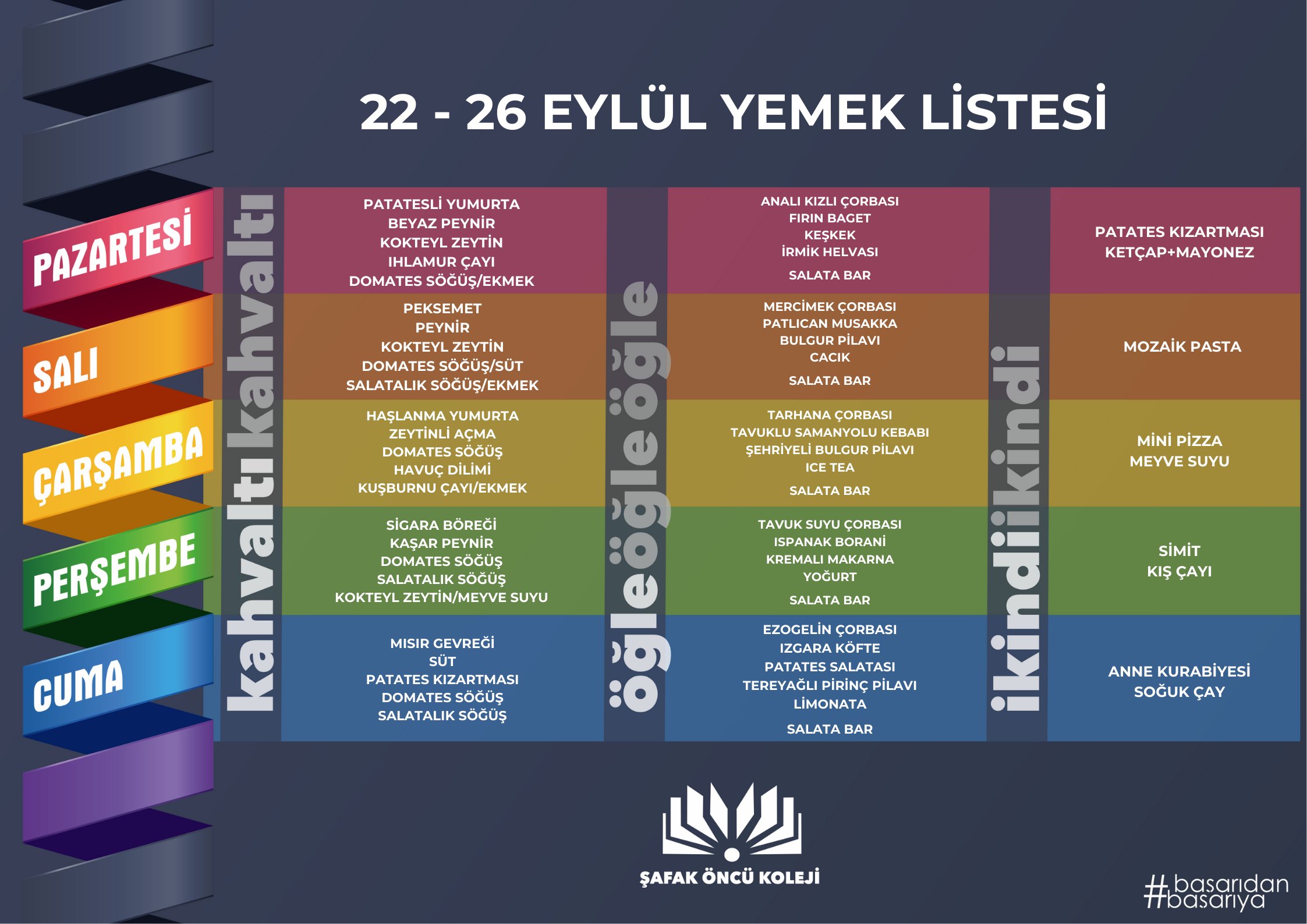 22-26 Eylül Yemek Listesi