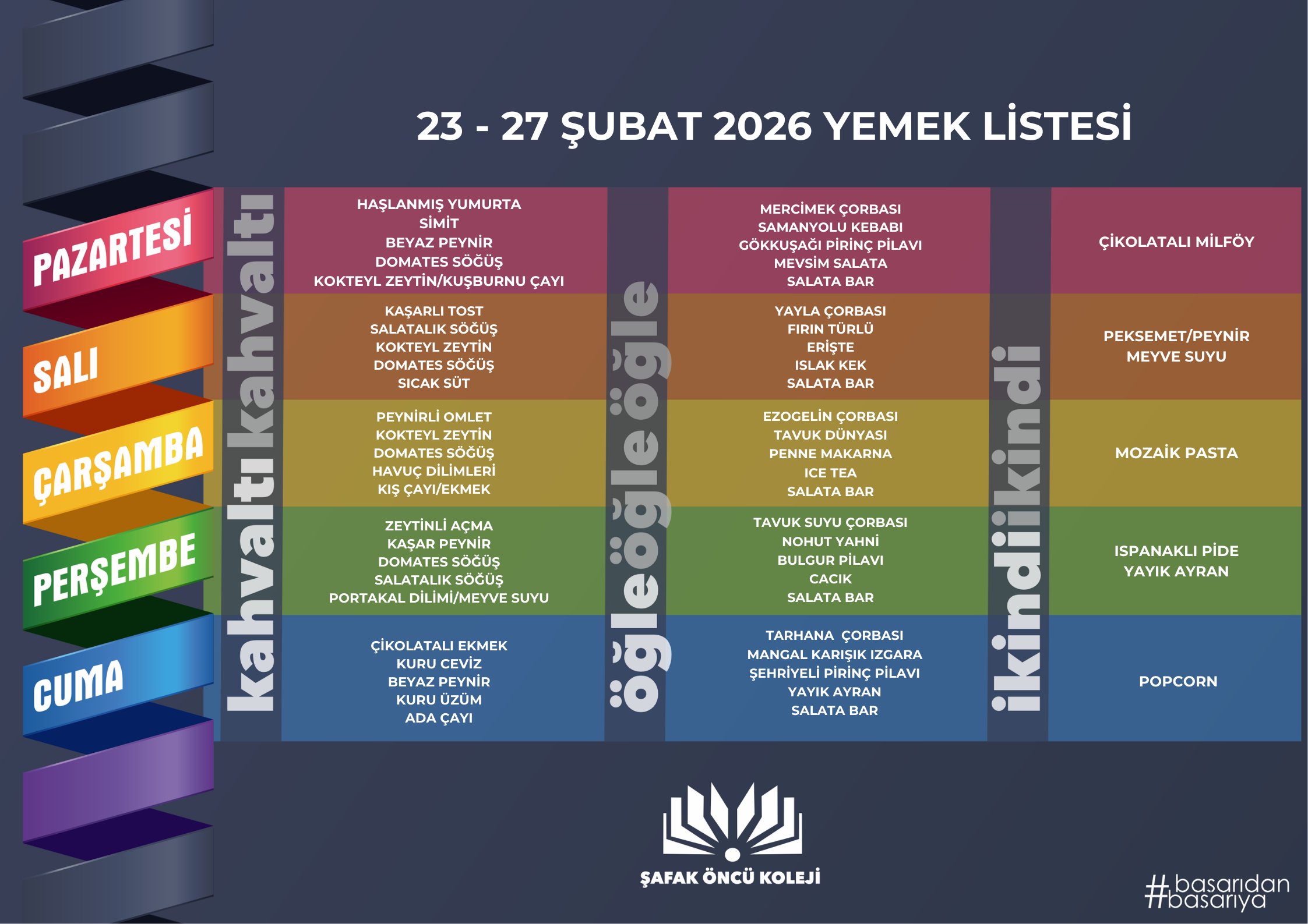 23-27 Şubat Yemek Listesi