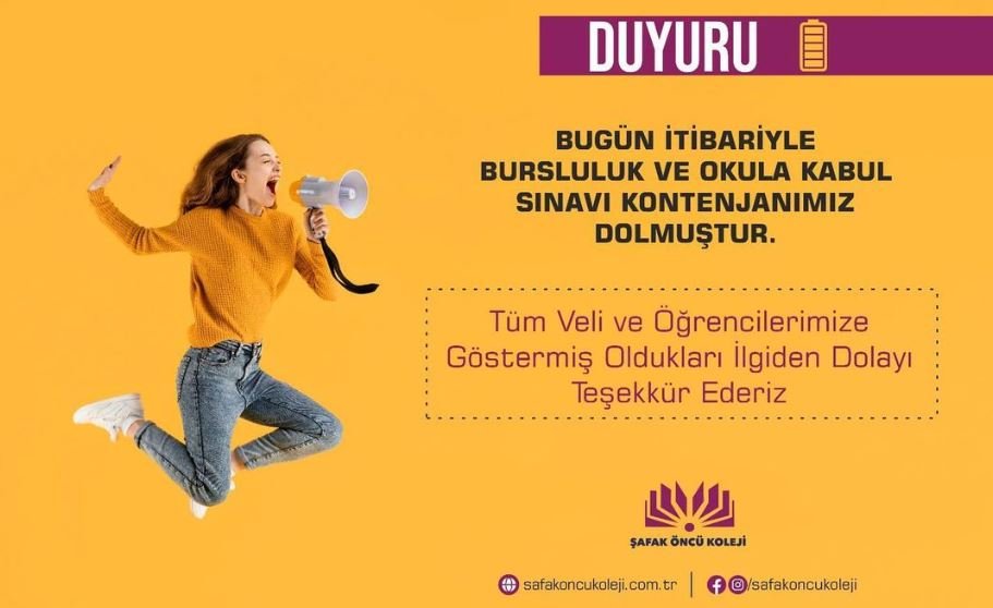 Şafak Öncü Koleji Bursluluk Sınavı