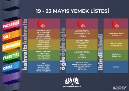 19-23 Mayıs Yemek Listesi
