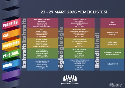 23-27 Mart Yemek Listesi