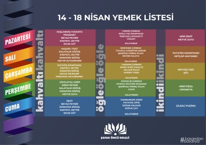 14-18 Nisan Yemek Listesi