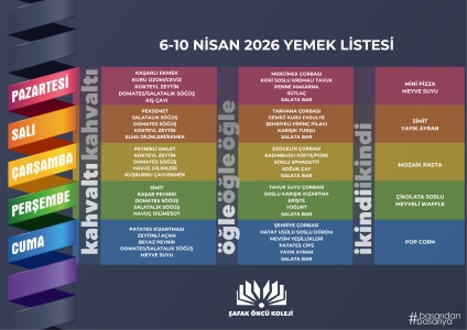 6-10 Nisan Yemek Listesi