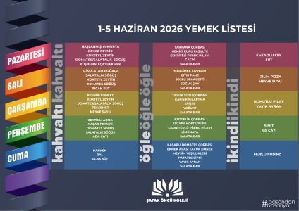 1-5 Haziran Yemek Listesi