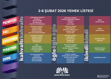 2-6 Şubat Yemek Listesi