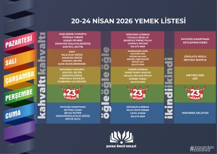 20-24 Nisan Yemek Listesi