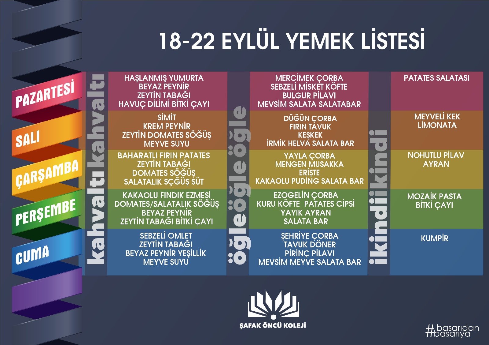 18-22 Eylül Yemek Listesi