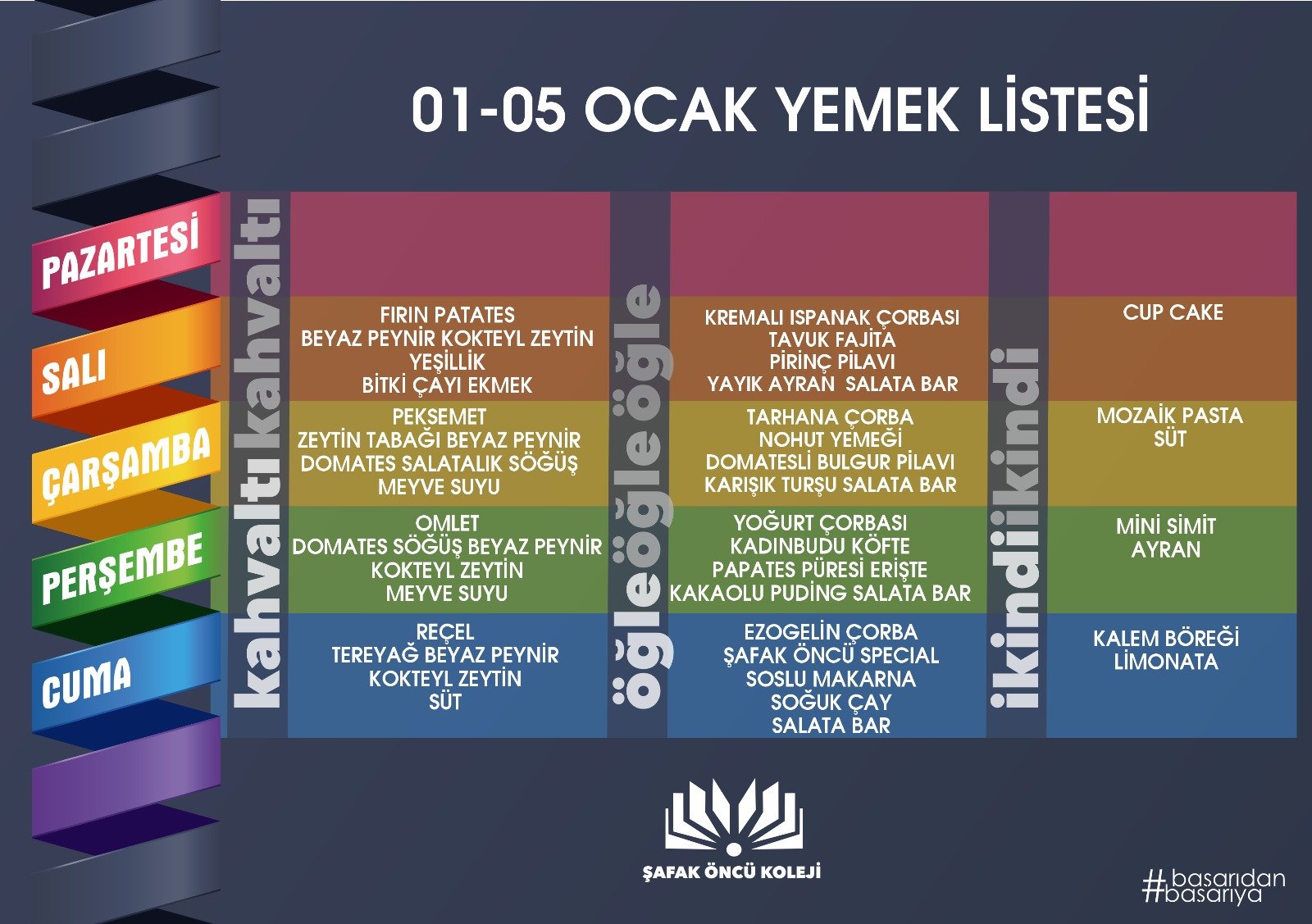 01-05 Ocak Yemek Listesi