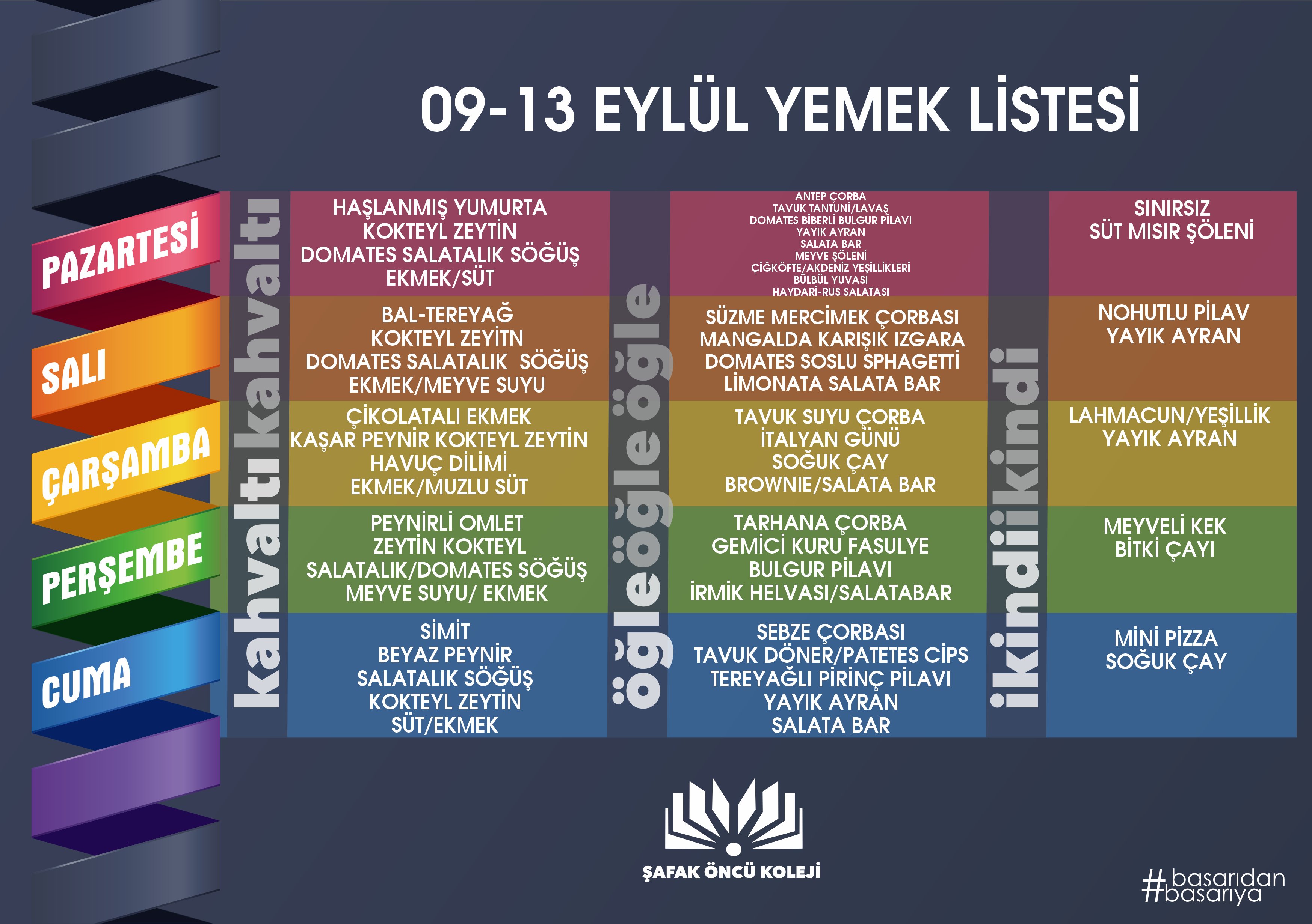 09-13 Eylül Yemek Listesi