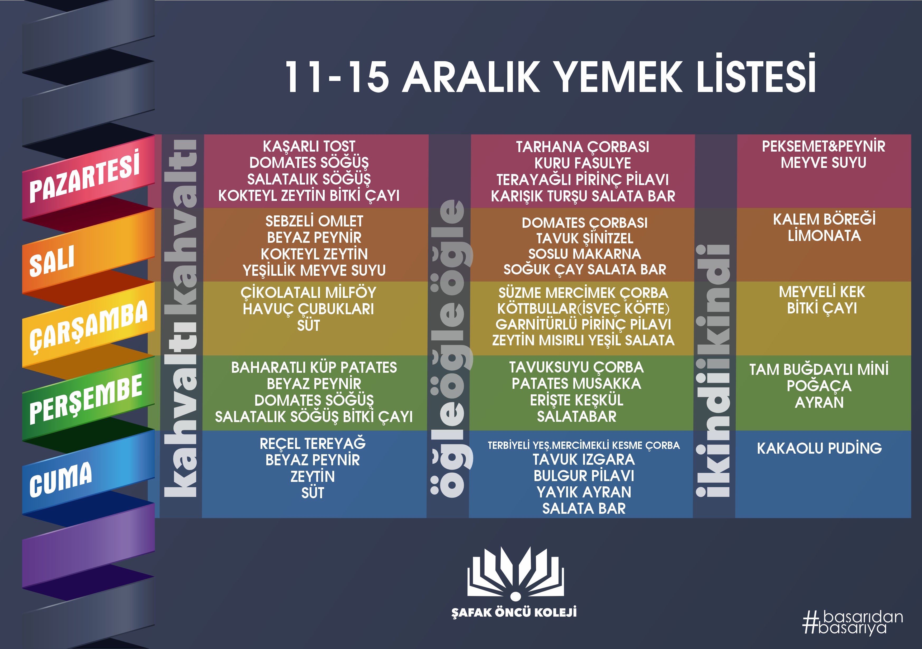 11-15 Aralık Yemek Listesi