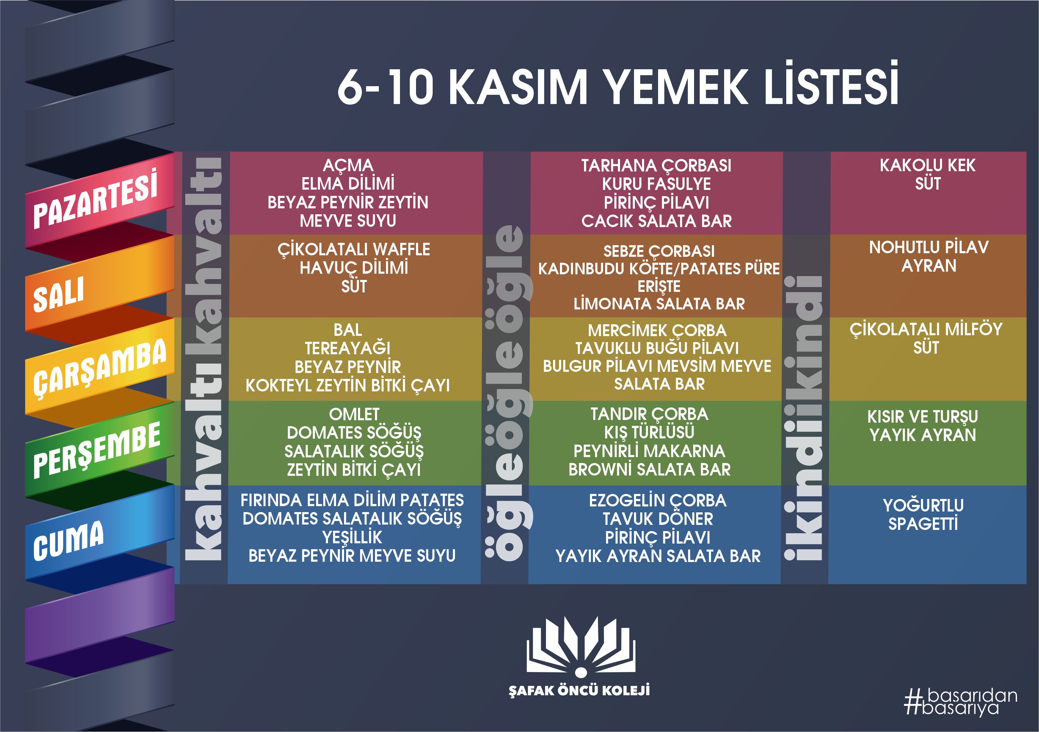 06-10 Kasım Yemek Listesi